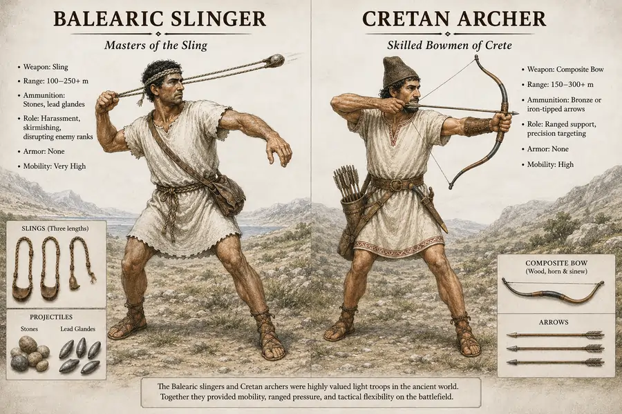 Balearic Slingers comparison with Cretan Archers