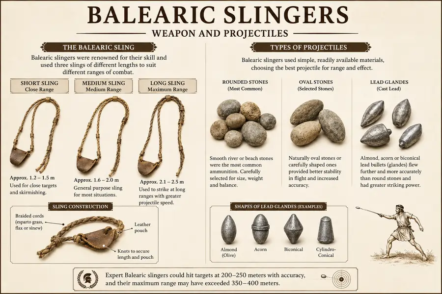 Weapons used by the Balearic Slingers