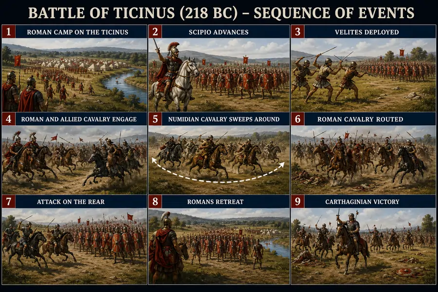 Battle of Ticinus: Sequence of Events
