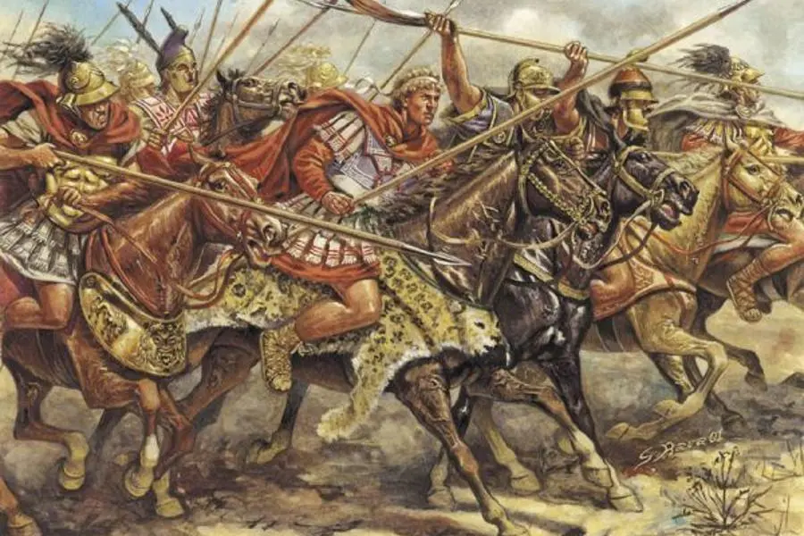 Alexander and his companion cavalry charge - art by Giuseppe Rava