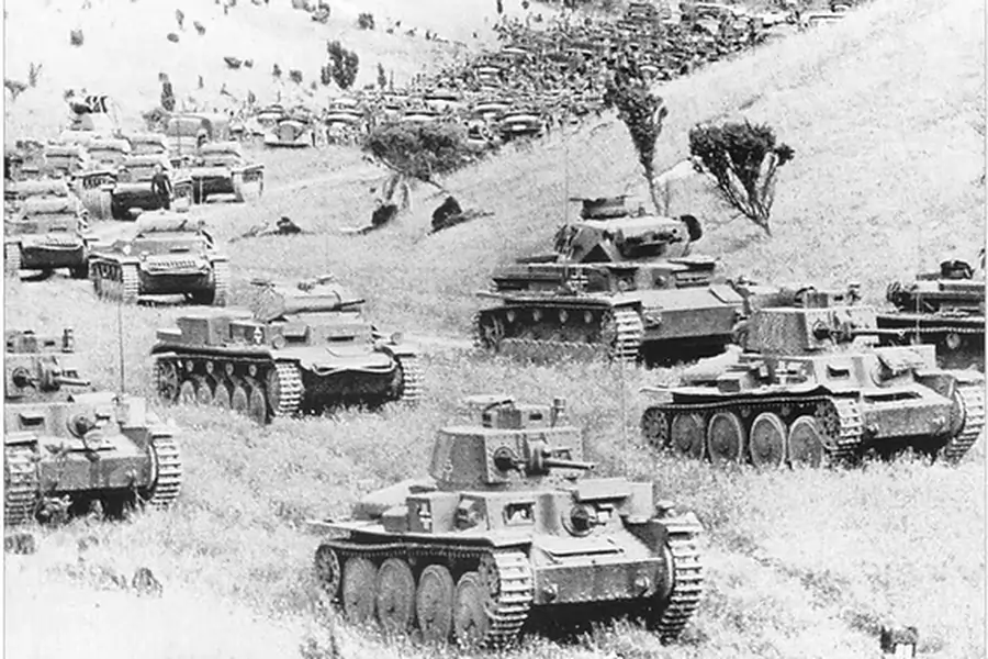German Tanks Advancing Forward During Blitzkrieg of Poland