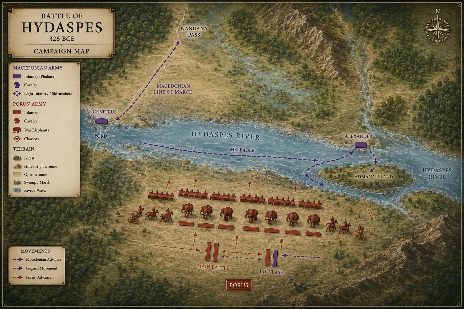 Battle map of the Battle of the Hydaspes