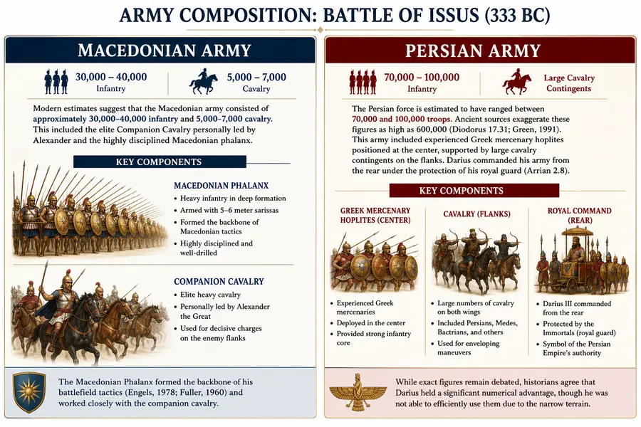 Opposing armies in the Battle of Issus