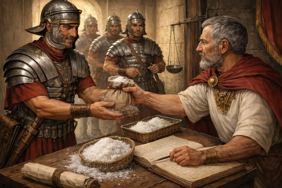 Roman soldier receiving salary
