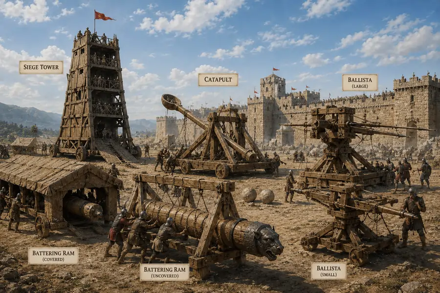 Ancient Siege Weapons - catapults, ballistas, and battering rams