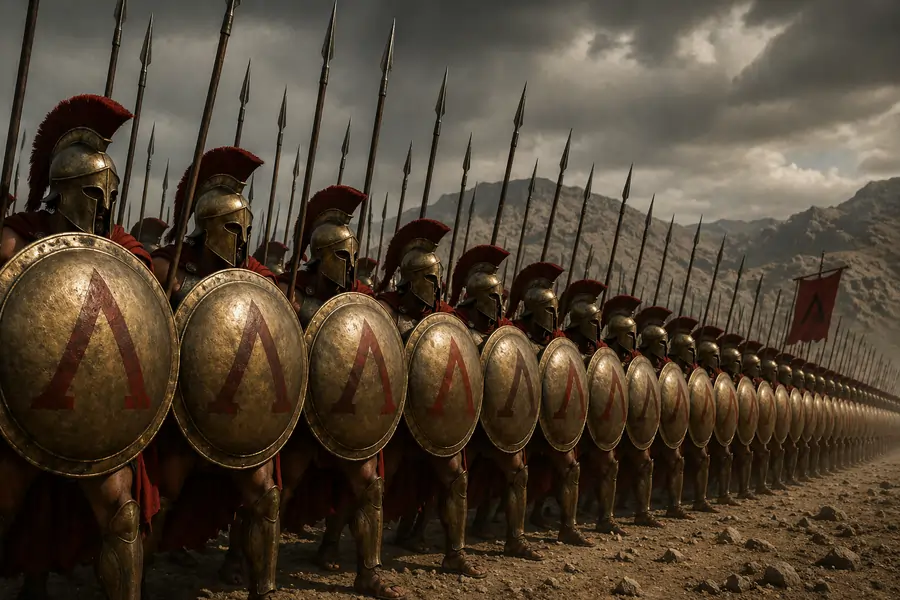 Spartan Warriors in Phalanx Formation