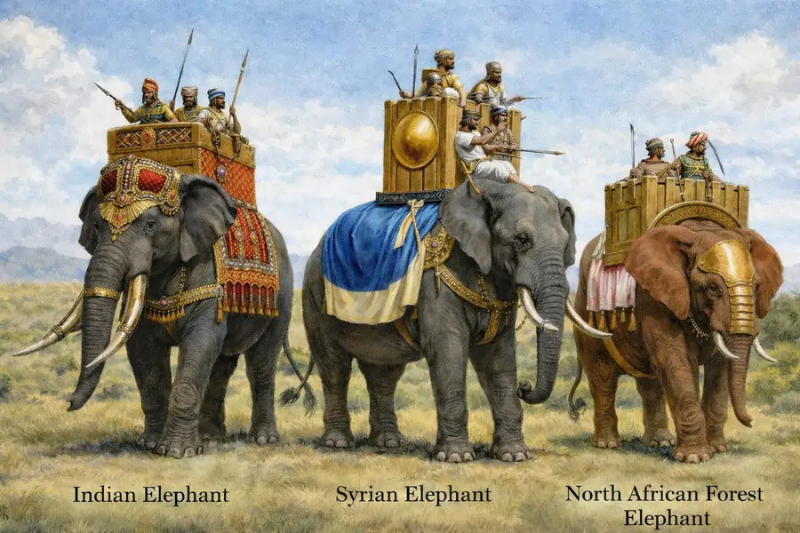 Indian, Syrian, and Carthaginian elephants