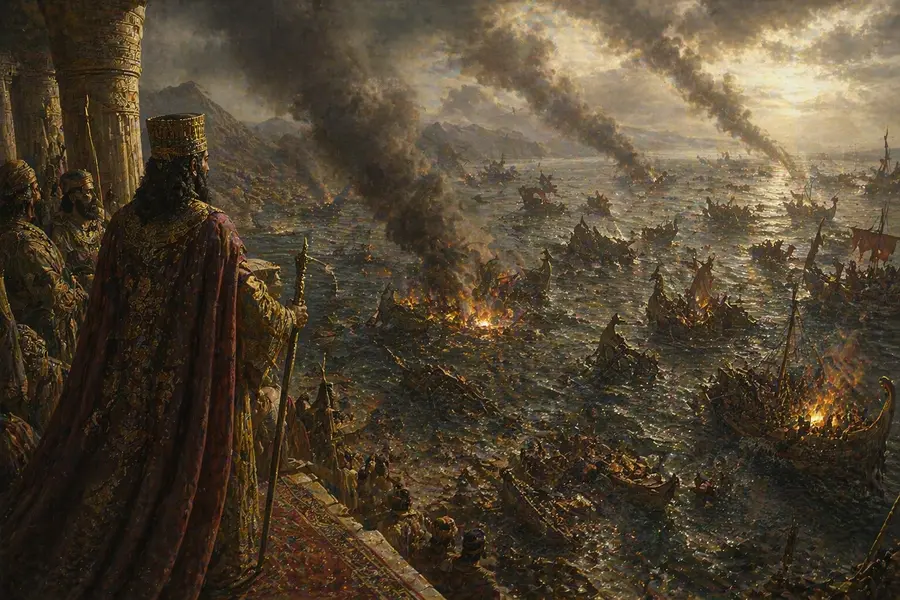 Xerxes Viewing the Destruction of his Navy in the Battle of Salamis